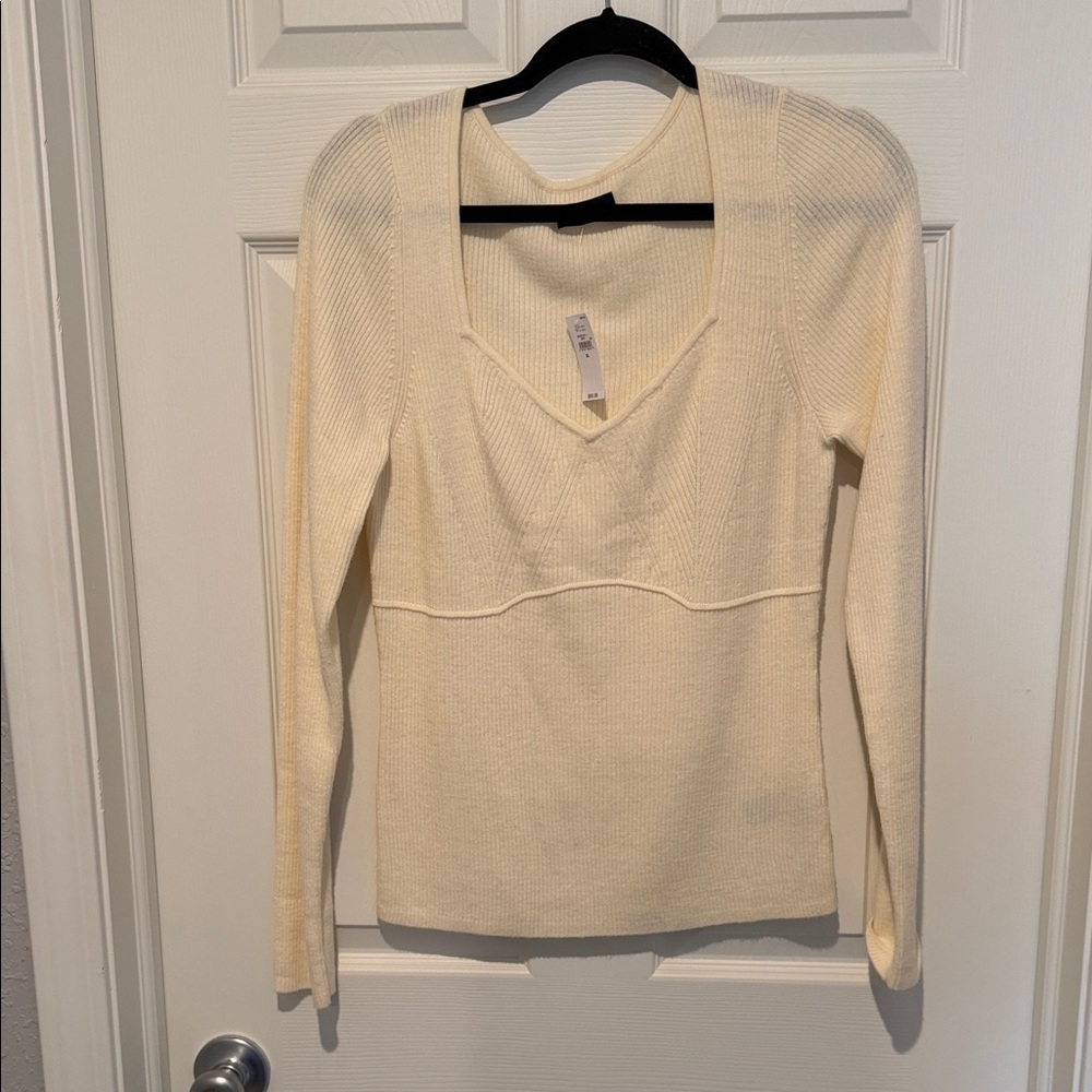 NWT! GAP Ivory Knit Sweetheart Corset Style Sweater Top — Chino Beige, XL